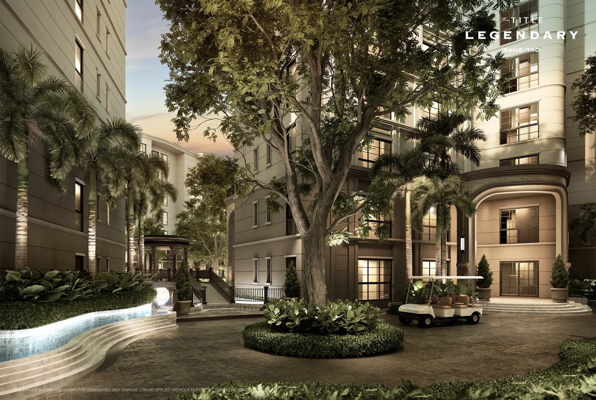 The Title Legendary — evening entrance courtyard